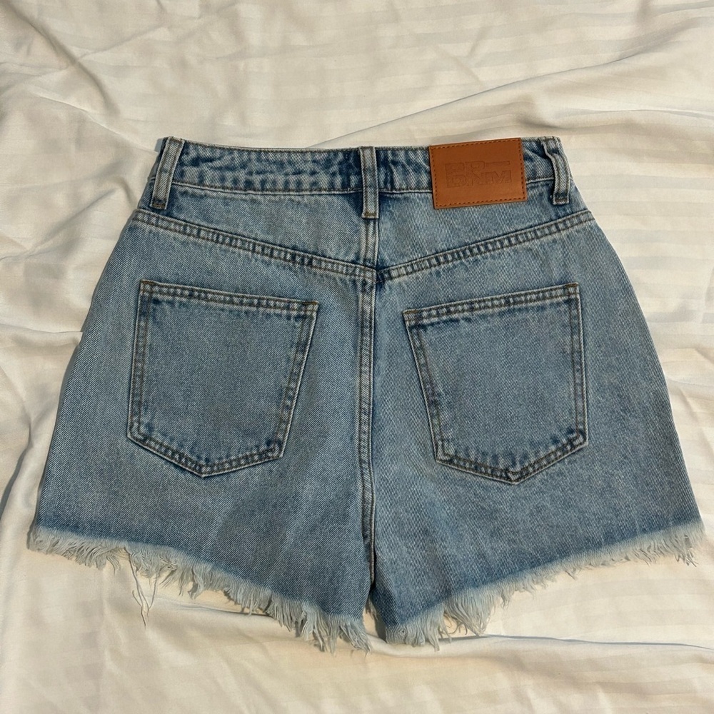 Princess Polly Light Blue High-Waist Distressed Denim Jean Shorts - Picture 7 of 8